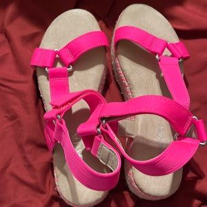 Neon pink sandals
